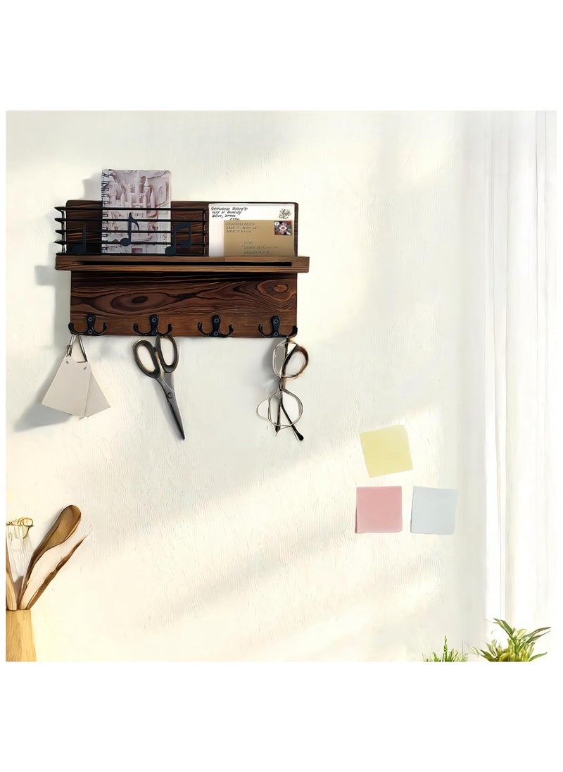 Hihonor - Mail and Key Organizer for Wall, Key Holder Wall Mount with Musical Note Design, Mail Organizer Wall Mounted, Mail Key Holder Wall Mount, Key Holder for Wall with 4 Double Hooks for Entryway - Image 1