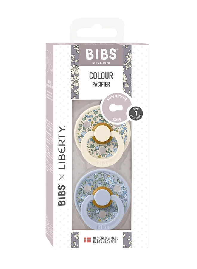 BIBS Pack of 2 X Liberty Colour Eloise Latex Size 1 Dusty Blue Mix