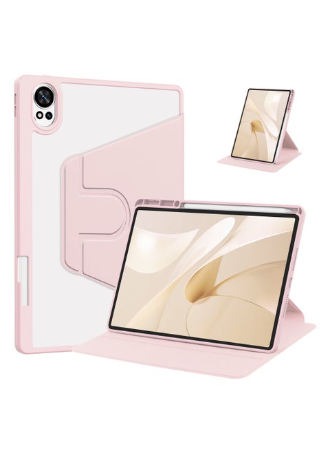 حافظة دوارة متوافقة مع جهاز HUAWEI MatePad Air مقاس 12 بوصة/HUAWEI MatePad 12X، غطاء بحامل دوار 360 درجة، غطاء فوليو متعدد الزوايا مع حامل قلم، وردي