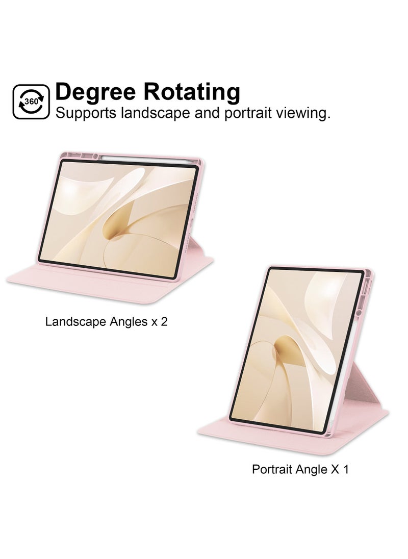 يوارب كينج - حافظة دوارة متوافقة مع جهاز HUAWEI MatePad Air مقاس 12 بوصة/HUAWEI MatePad 12X، غطاء بحامل دوار 360 درجة، غطاء فوليو متعدد الزوايا مع حامل قلم، وردي - Image 1