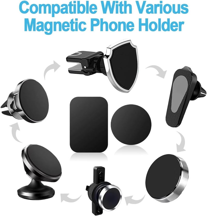 ELEPHANTBOAT 6Pcs Universal Metal Plate for Magnetic Phone Car Mount, Metal Plates for Wireless Charging with Adhesive, 3.5cm Dia Round & 4x5.8cm Rectangle, Phone Accessories (Black) - Image 3