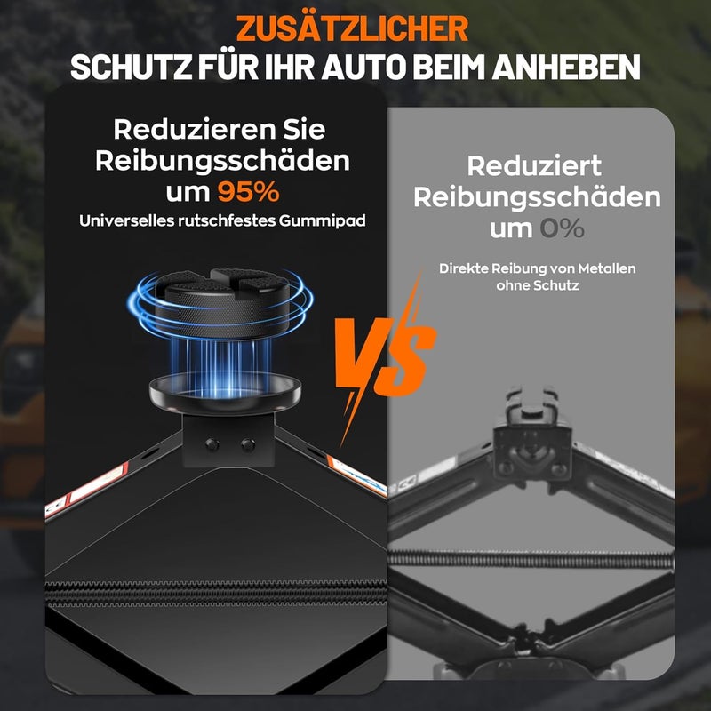 IMAYCC رافعة سيارة 3 طن/300 كجم، رافعة مقصية عالمية للسيارة مع وسادة مطاطية، رافعة عربة محمولة مع مفتاح ربط العجلات، عدة طوارئ للسيارة لسيارات الدفع الرباعي والمتعددة الأغراض، مثالية للصيانة والإصلاح - Image 5