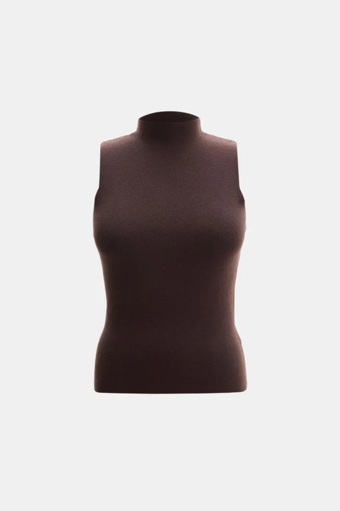 Tenda Sleeveless Knitted Blouse Brown