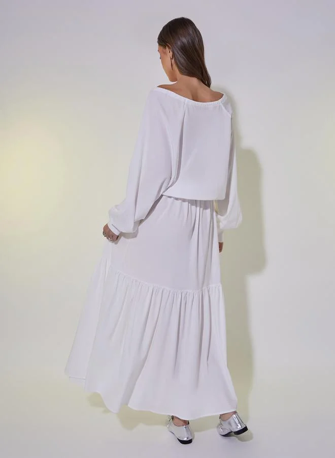 Take Two White Tiered Dress