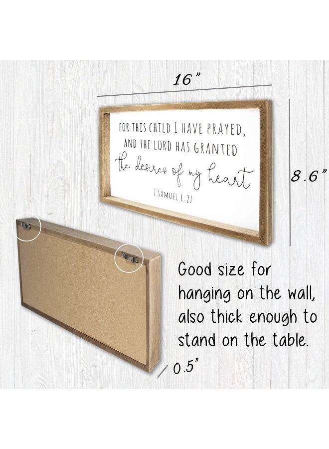 VILIGHT Wood Nursery Wall Decor for Girl and Boy - New Mom Gifts Framed Rustic Signs for Kids - For This Child, I Have Prayed - 16x8.6 Inches - Image 3