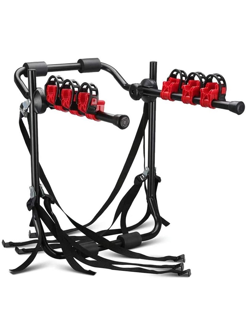 LIMOS LOMS Bicycle Car Trunk Rack Bike Carrier for 3 Bicycles，Double Foldable Rack - Image 1