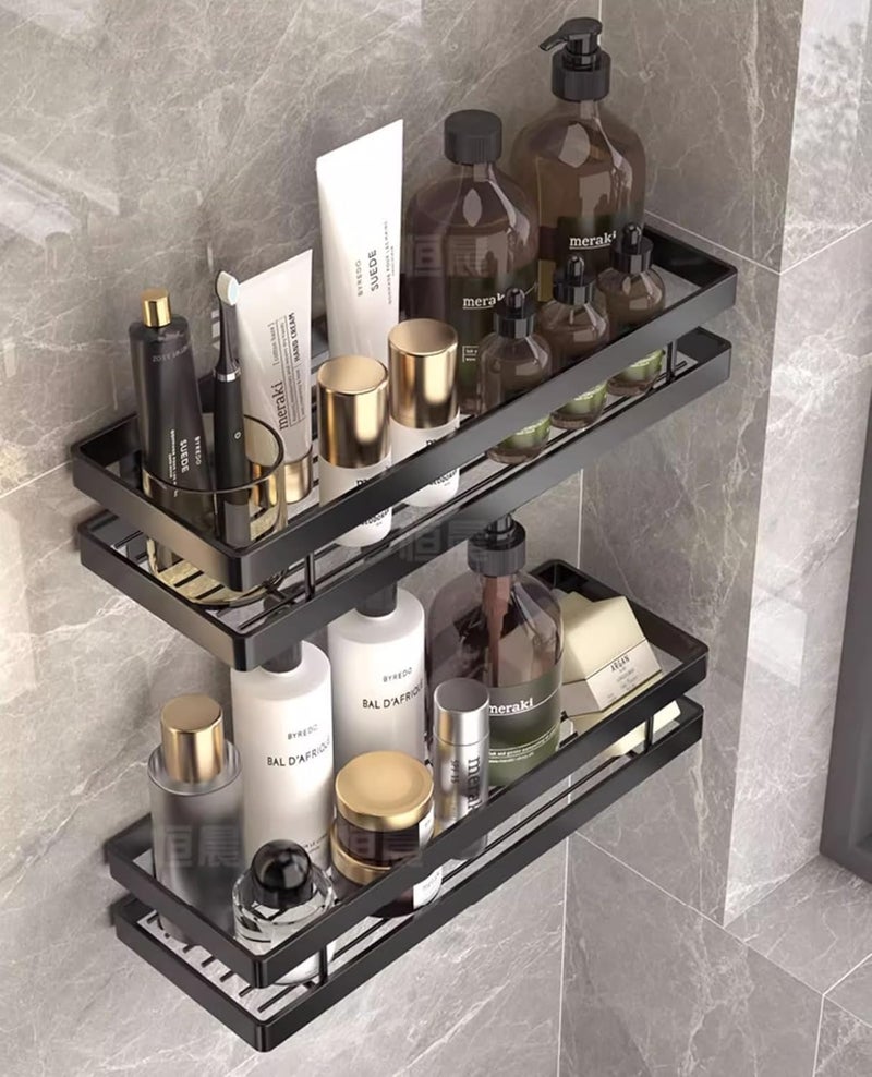Vervique Emporium Vervique Emporium Wrought Iron Wall Mount For Multipurpose Use In Kitchen Storage Bathroom Organizer Bedroom Wall Shelf Big Shelf 42X13X6 Cm Small Shelf 38X12X5 Cm Pack Of 2 Black  - Image 5