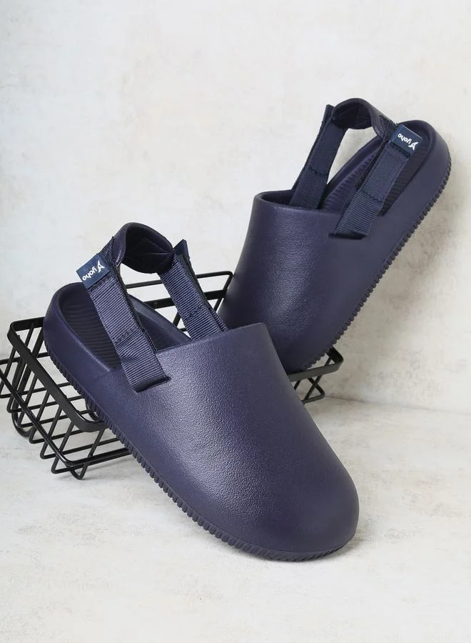 YOHO Men Blue Glide Clogs with Adjustable Strap