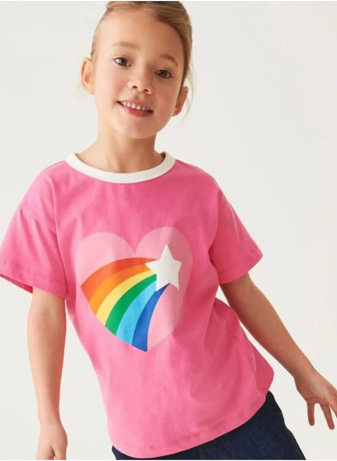 YUNIQEE Pink Printed Short Sleeve Crew Neck T-Shirt