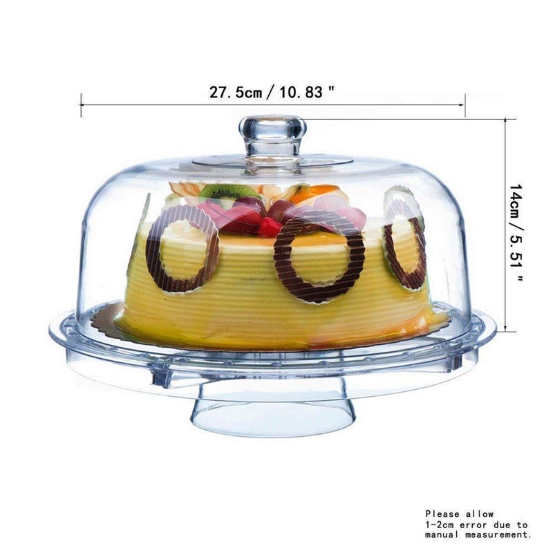 KPS 3 in 1 Cake Stand with Dome Lid- Serving Platter - Use as Salad Bowl/Veggie Platter/Punch Bowl/Desert Platter/Nachos & Salsa Plate Acrylic Cake Stand Fruits Party Tray Cupcake Fruit Stand - Image 4