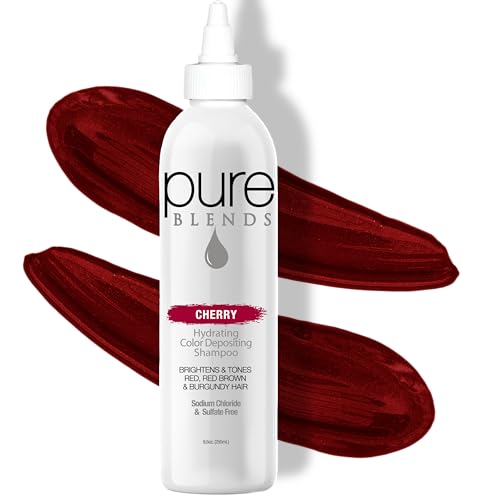 Pure Blends Cherry Hydrating Color Depositing Shampoo - Brighten & Tone Faded Hair, Semi-Permanent Tint, Prevents Fade for Color-Treated Hair, 8.5 Oz. - Image 1