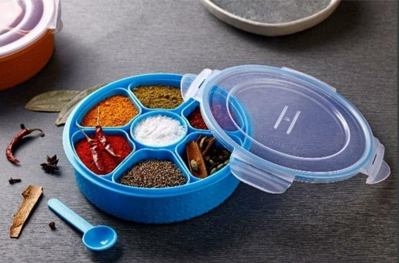 HAPPY BORN Multi Purpose Spice Box and Multi Section Plastic Masala Box Organiser Dry Fruit Box Chocolate Box Multi Color Air Tight Leak Proof BPA Free Multicolor Pack of 1 - Image 4