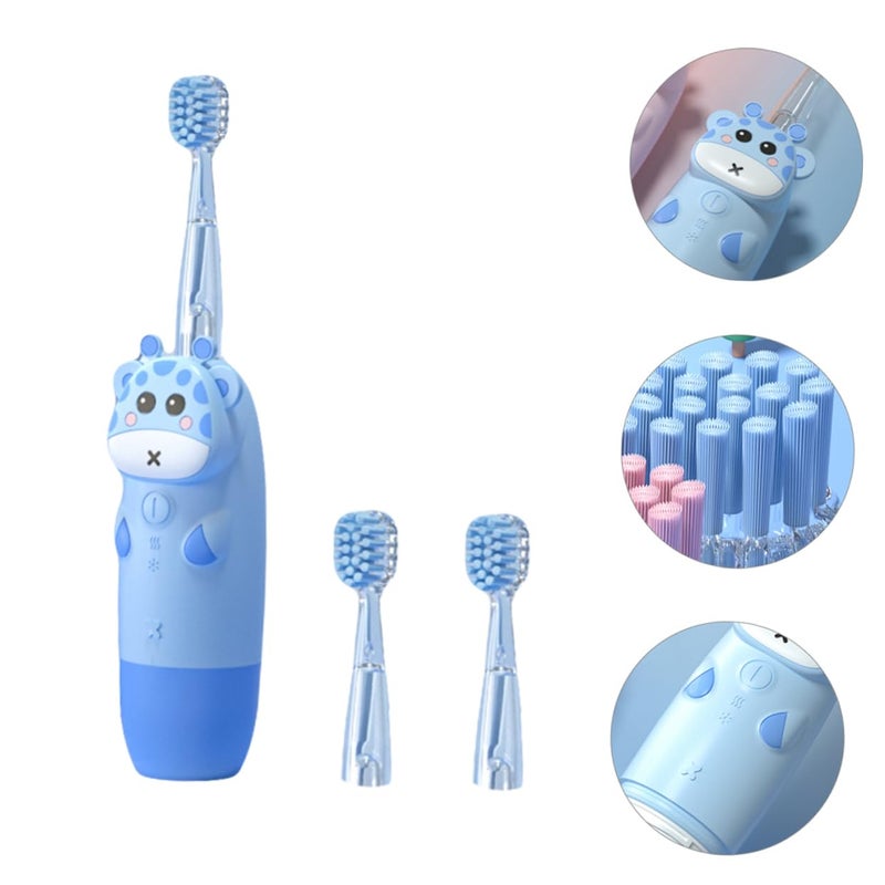 Sonic Electric Toothbrush Set For Kids Soft Bristles Gentle Cleaning Ergonomic Grip Blue - Image 4