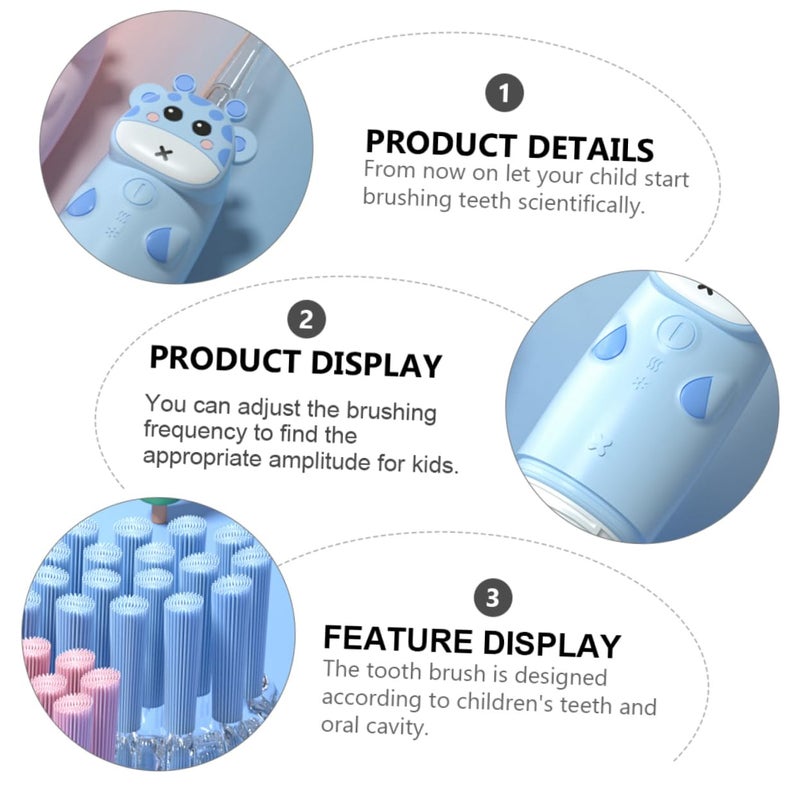 Sonic Electric Toothbrush Set For Kids Soft Bristles Gentle Cleaning Ergonomic Grip Blue - Image 3