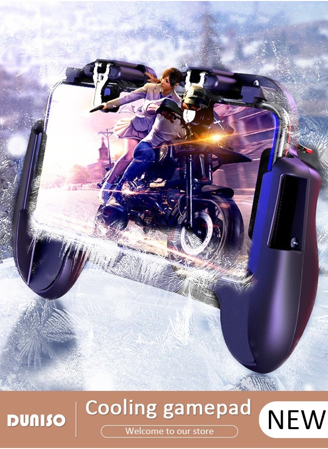 DUNISO 2 in 1 Phone Cooler for Gaming, Fast Phone Cooling Fan Gamepad, Mobile Game Controller, Cellphone Radiator for Mobile Gaming TikTok Live Stream, Fit All Types of iPhone Android Smartphones  - Image 1