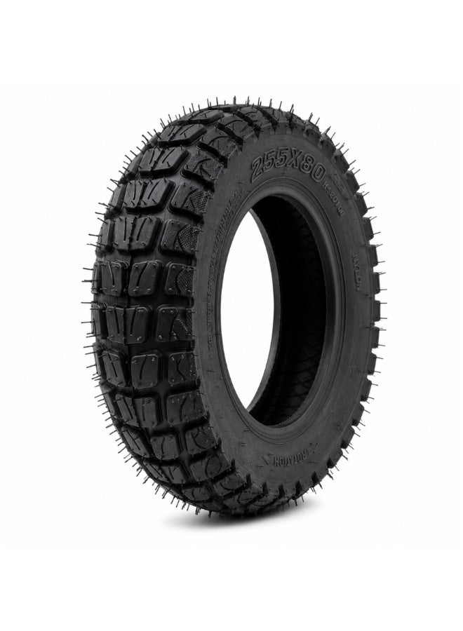 Fukukawa 255x80 Off-Road Pneumatic Electric Scooter Tire | Heavy Duty Replacement Tyre | Deep Tread High Grip | Wear Resistant Rubber | Front & Rear Wheel Compatible | Black - Image 1