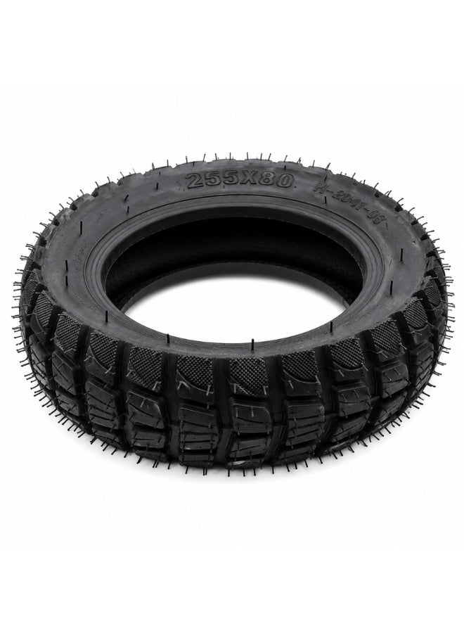 Fukukawa 255x80 Off-Road Pneumatic Electric Scooter Tire | Heavy Duty Replacement Tyre | Deep Tread High Grip | Wear Resistant Rubber | Front & Rear Wheel Compatible | Black - Image 2