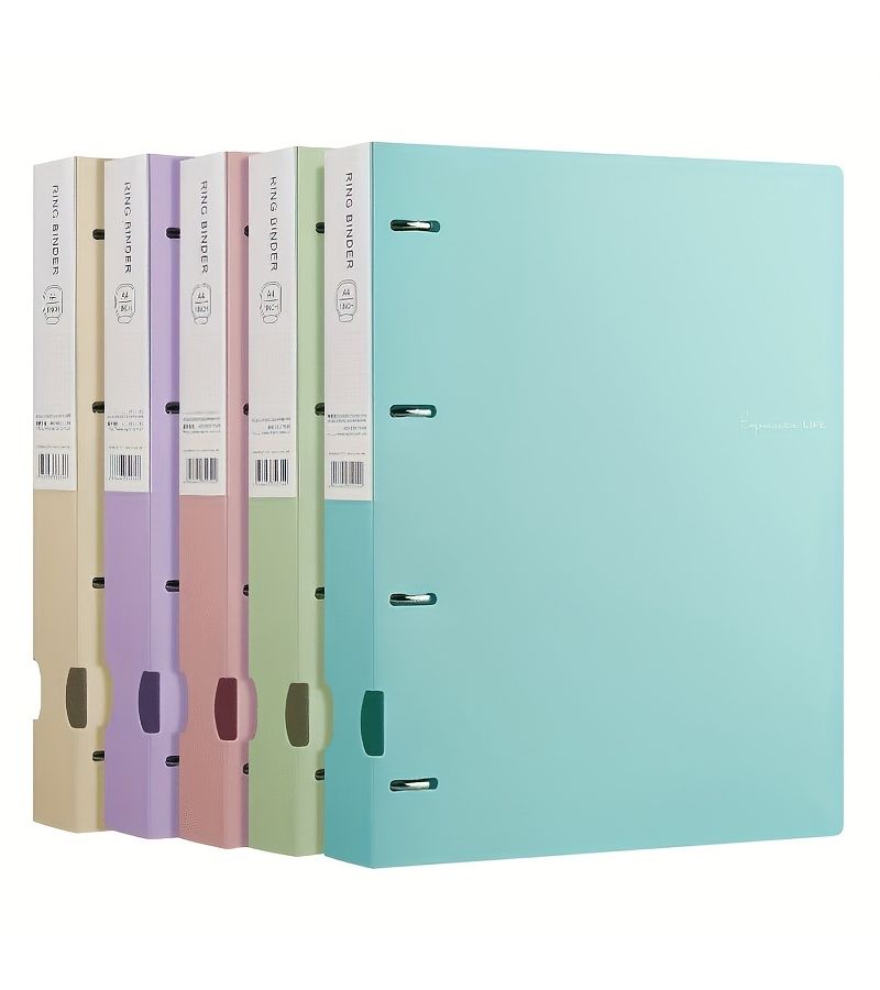 Pink 4 Hole Storage Box File Binder with 6 Folders 2 Piece Set for School - Image 2
