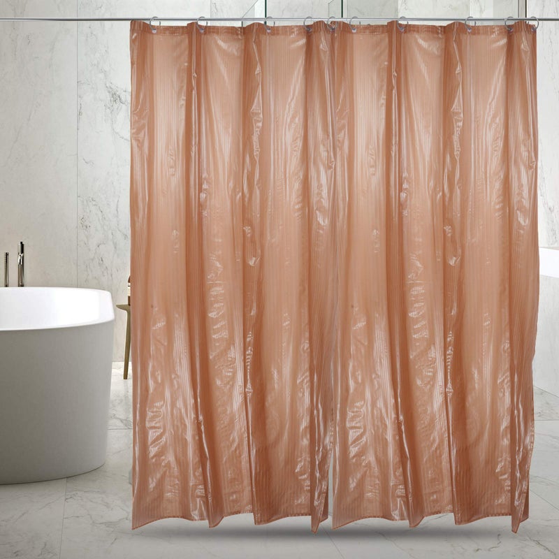 SHAVIN SHAVIN PVC Waterproof Plastic Printed Self Lining Shower Curtains (54 X 84 Inches),(Lenght 7 Feet),(Pack of 1) Colour- Brown - Image 1