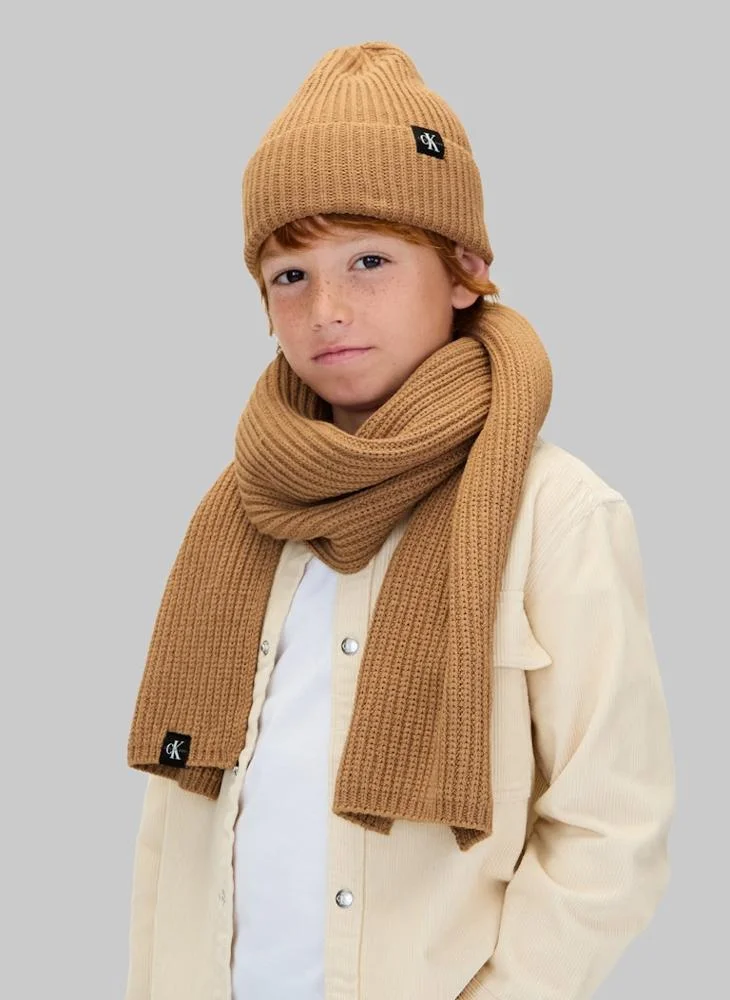 Calvin Klein Jeans Kids Logo Scarf Beanie Set