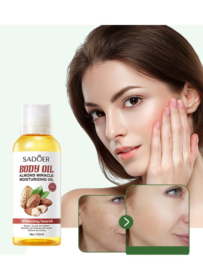 SADOER Natural Almonds Oil Anti-aging Firming Facial Massage Oil Soothing Moisturizing Skin Care Body Oil - Image 1