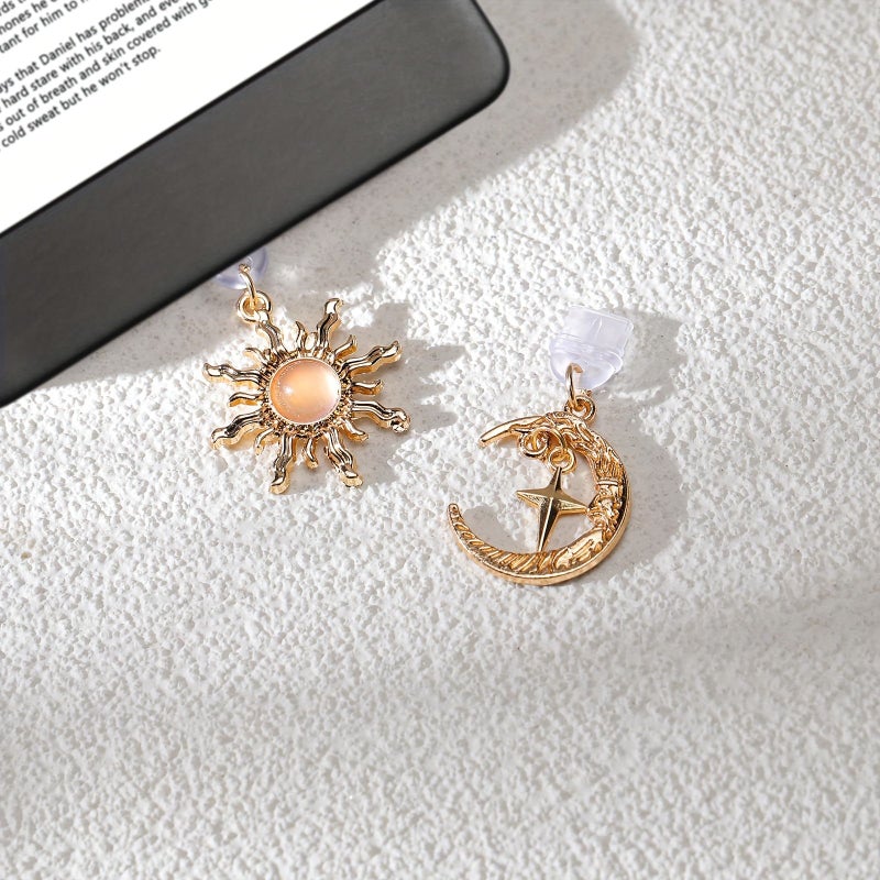 2pcs Gothic Moon Sun Phone Charm Dust Plug Compatible with USB C Android Kindle - Image 3