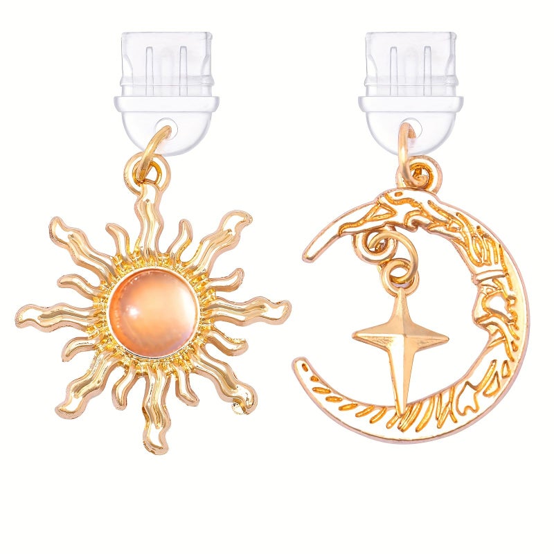 2pcs Gothic Moon Sun Phone Charm Dust Plug Compatible with USB C Android Kindle - Image 1