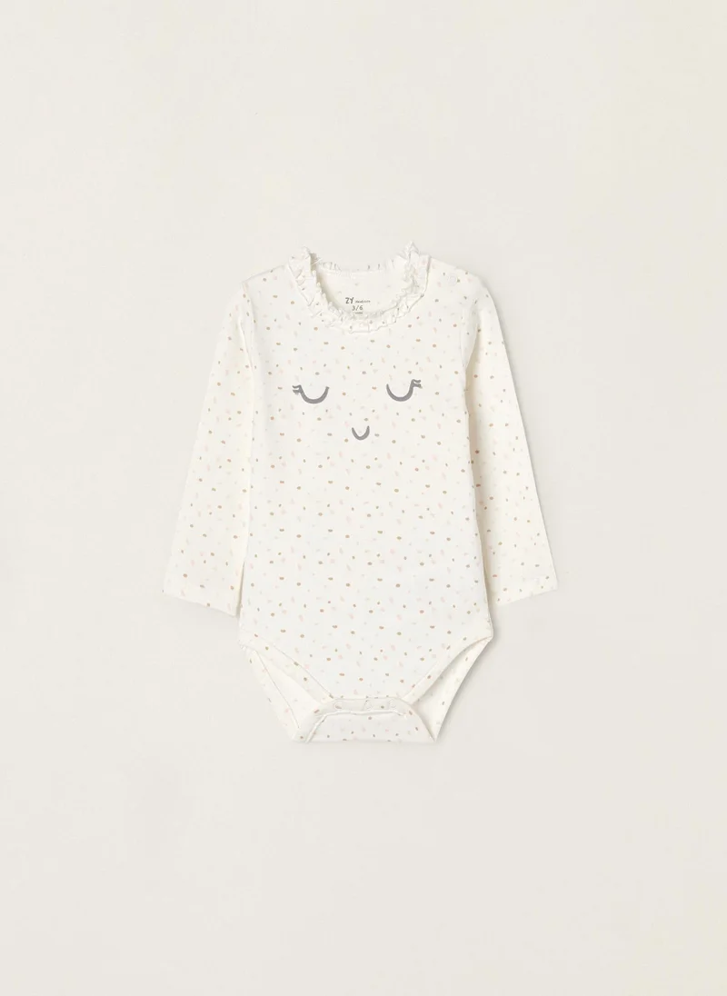 زيبي Cotton Bodysuit with Motif for Newborn Baby Girls