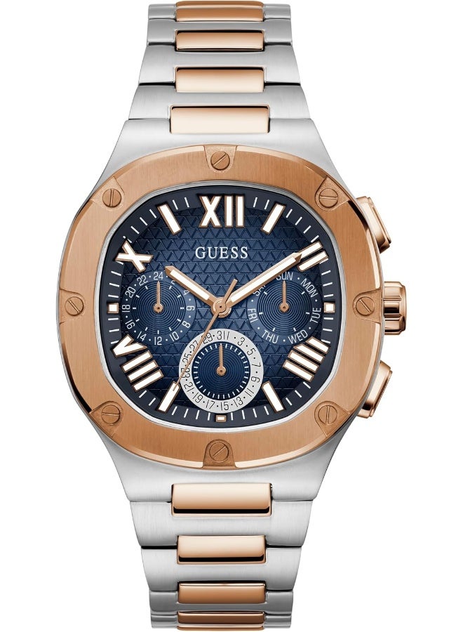 GUESS Men's 42mm Watch - Two-Tone Bracelet Blue Dial Two-Tone Case - Image 1