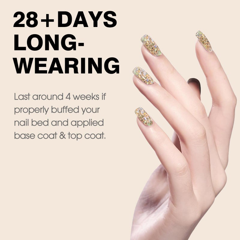 CANNI Glitter Gel Nail Polish â€“ 9ML Broken Gold Prism Flash Gel Polish, Holographic Gold, Soak Off UV LED Nail Art Salon & DIY Manicure at Home - Image 3
