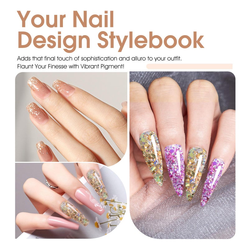 CANNI Glitter Gel Nail Polish â€“ 9ML Broken Gold Prism Flash Gel Polish, Holographic Gold, Soak Off UV LED Nail Art Salon & DIY Manicure at Home - Image 5