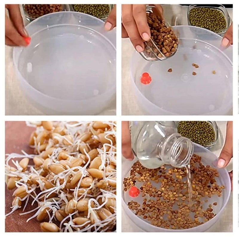 Sixfire Sprout Maker with 3 Compartments for Multi Purpose Use Plastic Grocery Container Sprouted Grains Seeds Dal Channa Chole Ragi Organic Sprouting Jar 3Layer - Image 3