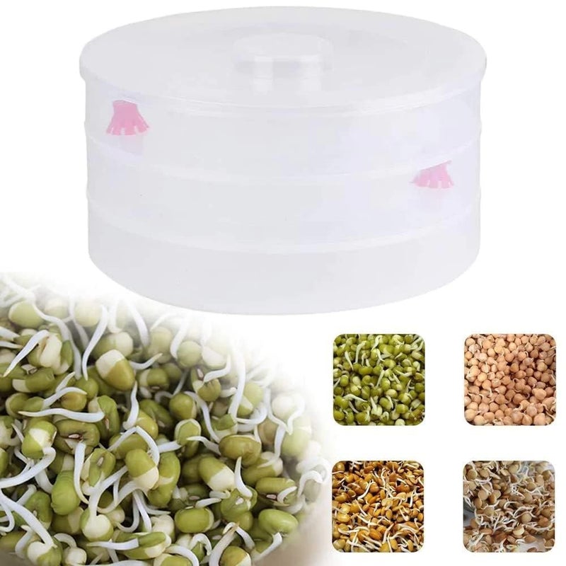 Sixfire Sprout Maker with 3 Compartments for Multi Purpose Use Plastic Grocery Container Sprouted Grains Seeds Dal Channa Chole Ragi Organic Sprouting Jar 3Layer - Image 4