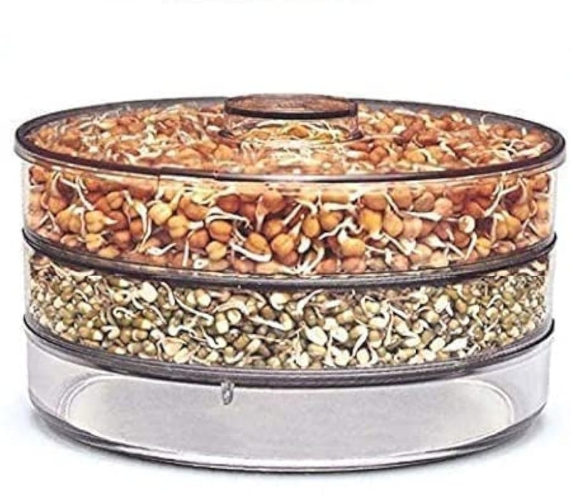 Sixfire Sprout Maker with 3 Compartments for Multi Purpose Use Plastic Grocery Container Sprouted Grains Seeds Dal Channa Chole Ragi Organic Sprouting Jar 3Layer - Image 1