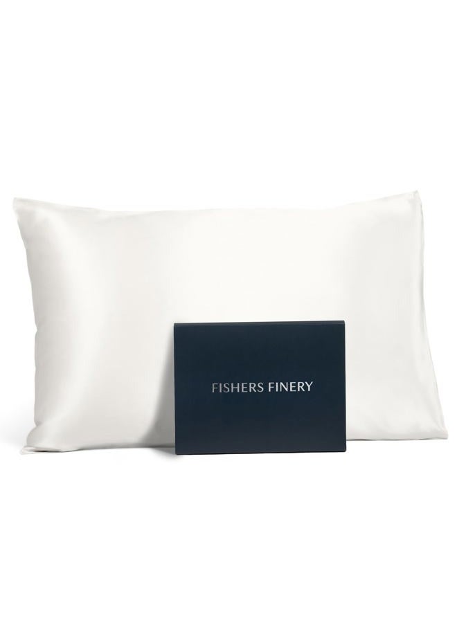 Fishers Finery 19mm 100% Pure Mulberry Silk Pillowcase, Good Housekeeping Quality Tested (White, S) - Image 1