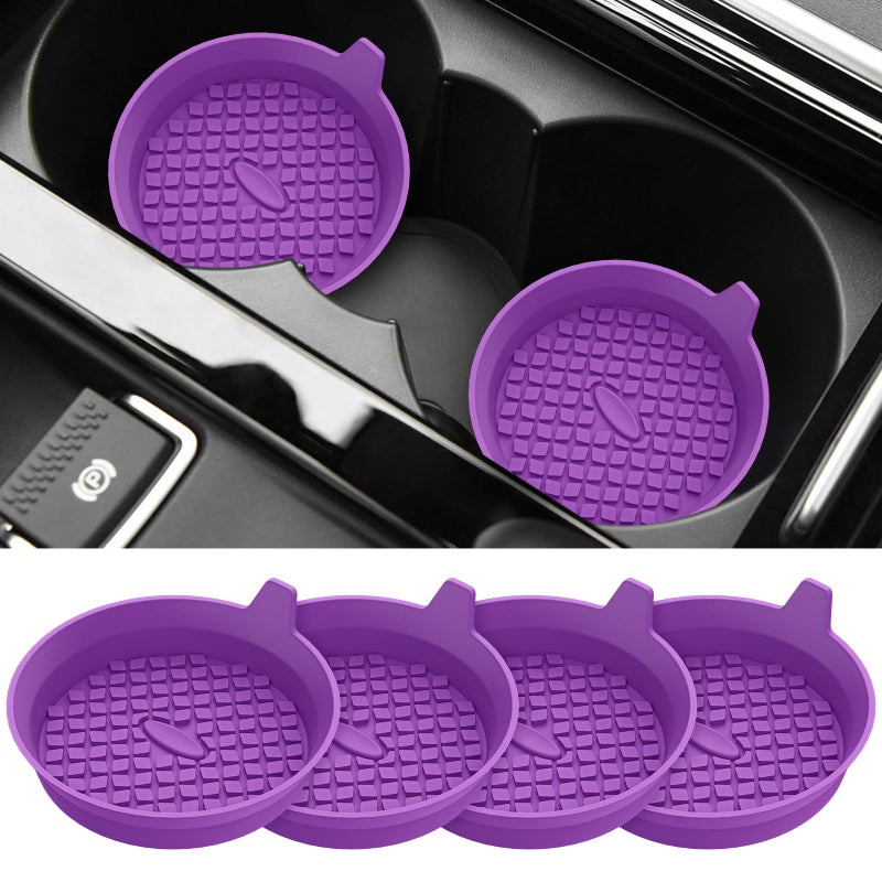 ME.FAN MEFAN Car Cup Holder Coasters 4 Pack Silicone Cups Mats Automotive Universal NonSlip Recessed Interior Accessories Deep Purple - Image 3