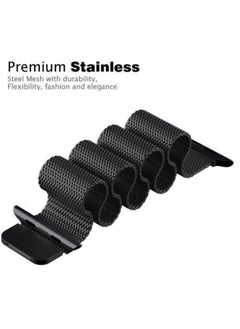 Generic Comfort Combo Stainless Steel Magnetic Band For Apple Watch Ultra 49/45/44/42mm Adjustable Braided Elastic For Series 8/7/6/5/4/3/2/1 / SE- Black  - Image 2