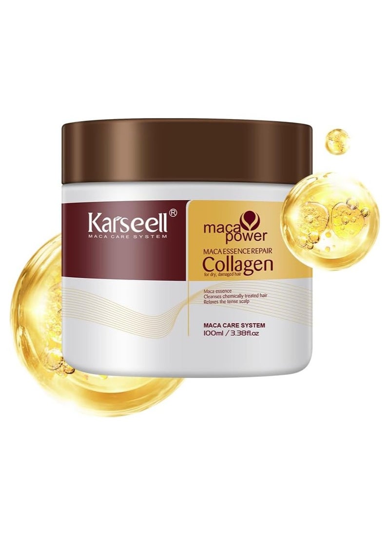 Karseell Karseell Collagen Hair Treatment Deep Repair Conditioning Argan Oil Collagen Hair Mask Essence for Dry Damaged Hair All Hair Types 3.38floz 100ml  - Image 1
