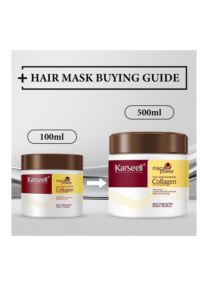 Karseell Karseell Collagen Hair Treatment Deep Repair Conditioning Argan Oil Collagen Hair Mask Essence for Dry Damaged Hair All Hair Types 3.38floz 100ml  - Image 2