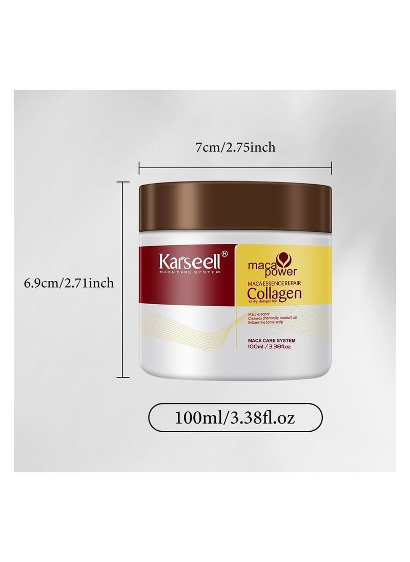 Karseell Karseell Collagen Hair Treatment Deep Repair Conditioning Argan Oil Collagen Hair Mask Essence for Dry Damaged Hair All Hair Types 3.38floz 100ml  - Image 4
