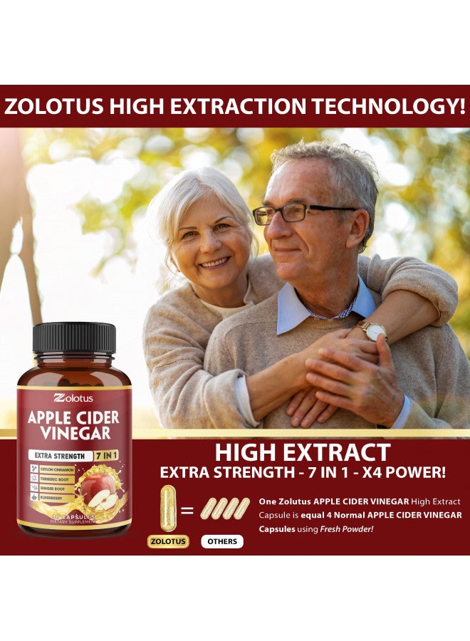 Zolotus Zolotus 7 In 1 Apple Cider Vinegar Capsules, Equivalent To 3650Mg, 3 Month Supply With Ceylon Cinnamon, Ginger Root, Turmeric, Elderberry, Best Supplement For Digestion, Immune  - Image 4