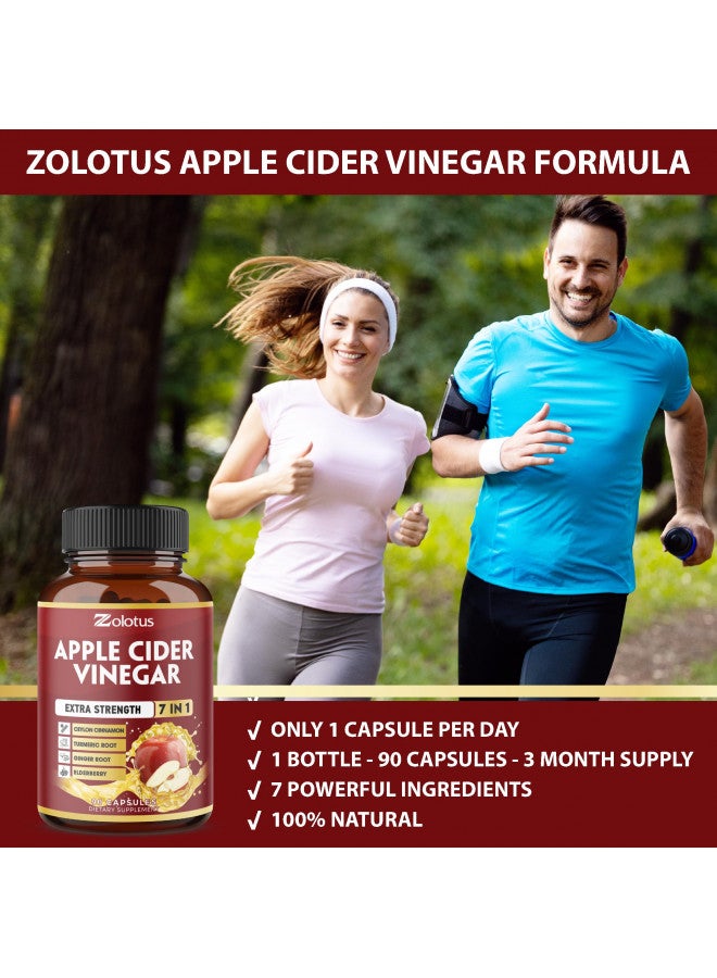 Zolotus Zolotus 7 In 1 Apple Cider Vinegar Capsules, Equivalent To 3650Mg, 3 Month Supply With Ceylon Cinnamon, Ginger Root, Turmeric, Elderberry, Best Supplement For Digestion, Immune  - Image 3