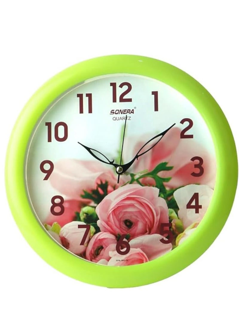 Sonera Wall Clock - 9241 -Analog-Quartz- Lemon Frame-Dail White Flower - Image 1