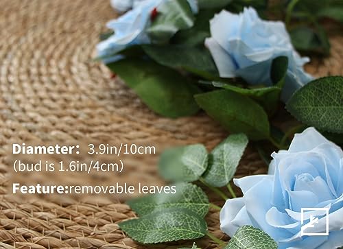 ZIFTY 5Pcs 32.5FT Blue Flower Garland Fake Flower Vines Faux Artificial Floral Garland Hanging Rose Ivy for Wedding Decortions Arch Garden Ceremony Background Outdoor Wall Decor - Image 3