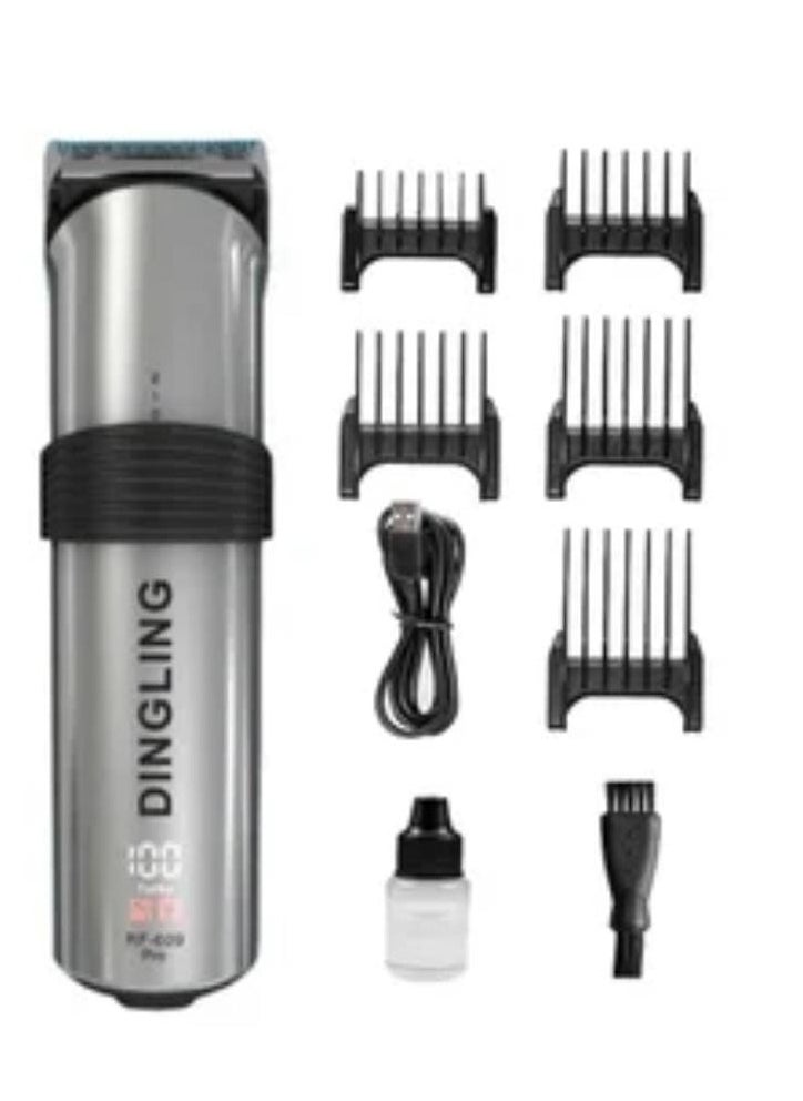 DINGLING - Professional Electric Hair Clipper with Blade Men's Hair Trimmer RF-609PRO Silver - Image 1