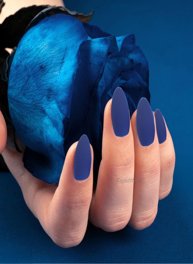 Rapidsflow Dual Tone Artificial Nails with Self Attested Glue 24 Pcs Matte & Shiny Finish Press On Nails No Tools Needed For Home & Salon Use (Blue) - Image 5
