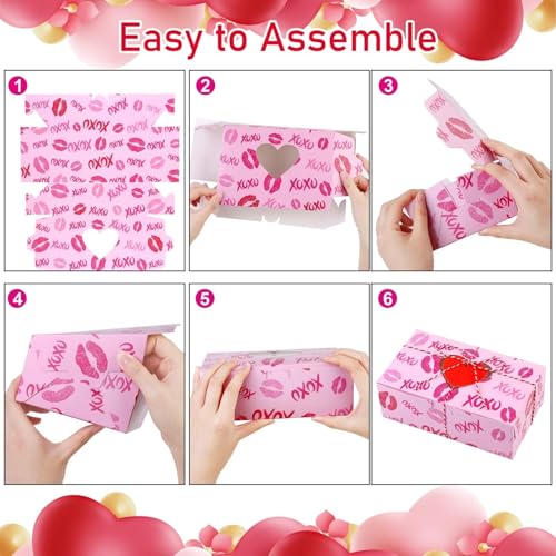 MIMIND 24 Pack Valentines Day Treat Boxes Valentine Cupcake Bakery Boxes Heart Cookie Candy Container Goody Box with Heart Window Tags for Holiday Pastries, Anniversary Party Gifts - Image 5
