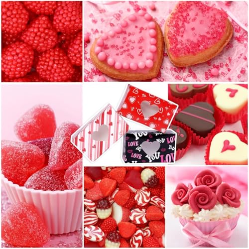 MIMIND 24 Pack Valentines Day Treat Boxes Valentine Cupcake Bakery Boxes Heart Cookie Candy Container Goody Box with Heart Window Tags for Holiday Pastries, Anniversary Party Gifts - Image 4