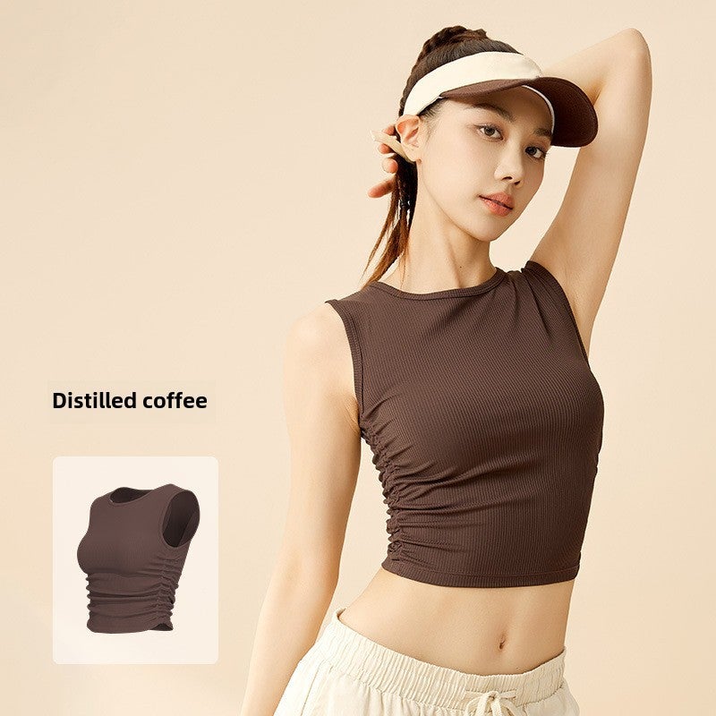 Generic Summer Ribbed Sleeveless Yoga Tank Top espresso 