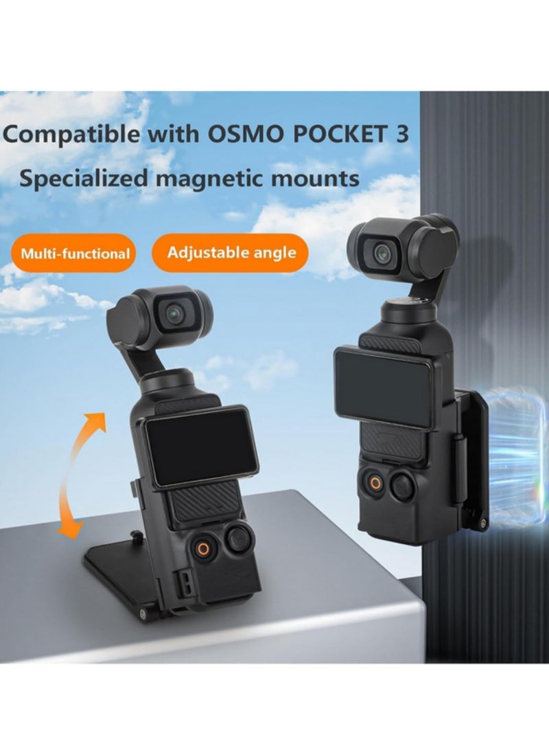 1pcsMagnetic Mount for DJI Osmo Pocket 3 Strong Magnetic Clip Holder Adjustable Stand for Cycling, Vlogging, Tabletop Use Lightweight, Portable Camera Accessory